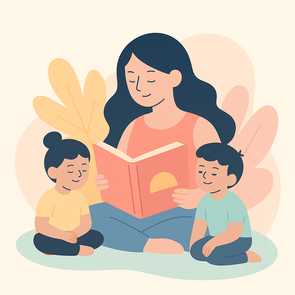 Parent reading to children